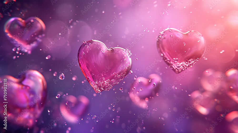 Valentines day background with transparent hearts.	
