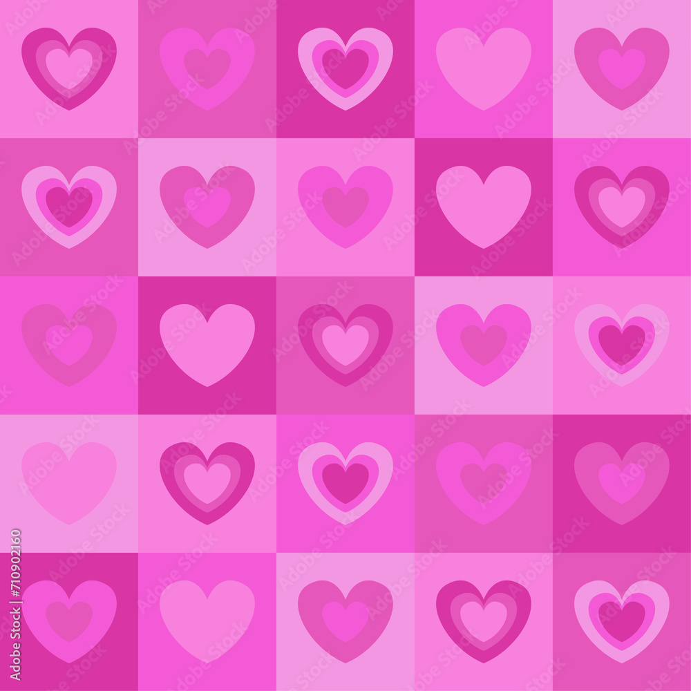 Cute y2k seamless pattern with hearts. Сolorful checkerboard backdrop. Vector illustration Cute y2k seamless pattern with hearts. Сolorful checkerboard backdrop. Vector illustration