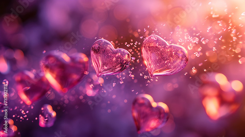 Valentines day background with transparent hearts. 