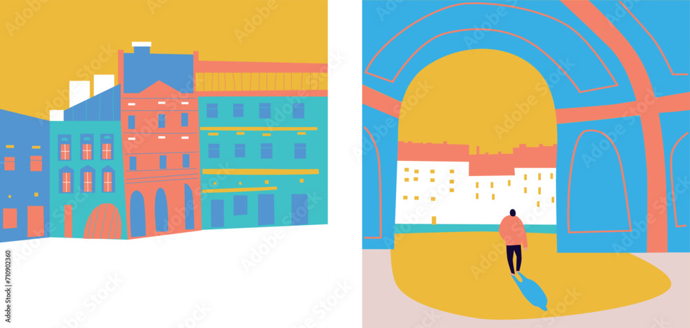 Urban landscapes. City street, road. Vector illustrations. Typographic poster design. Background. Urban landscapes. City street, road. Vector illustrations. Typographic poster design. Background.
