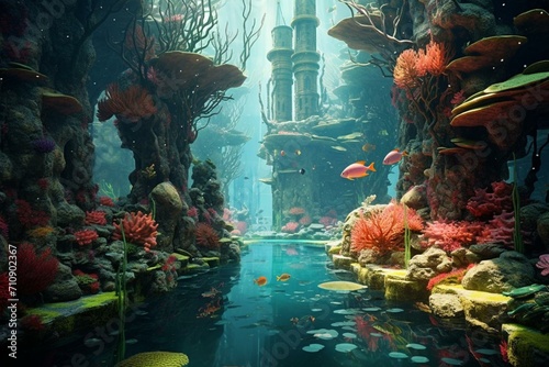 A mesmerizing aquatic paradise with a submerged dreamlike beauty. Generative AI