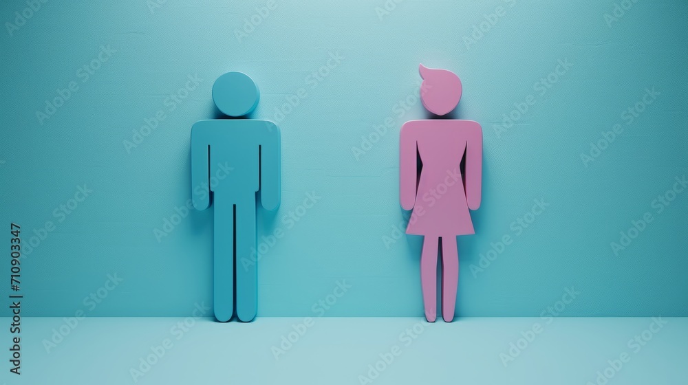 Contemporary Gender Icons: Blue and Pink Figures Contemporary Gender Icons: Blue and Pink Figures