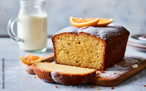 Capture the essence of Orange Olive Oil Cake in a mouthwatering food photography shot