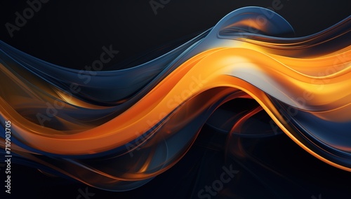 Blue and orange abstract 3D rendering