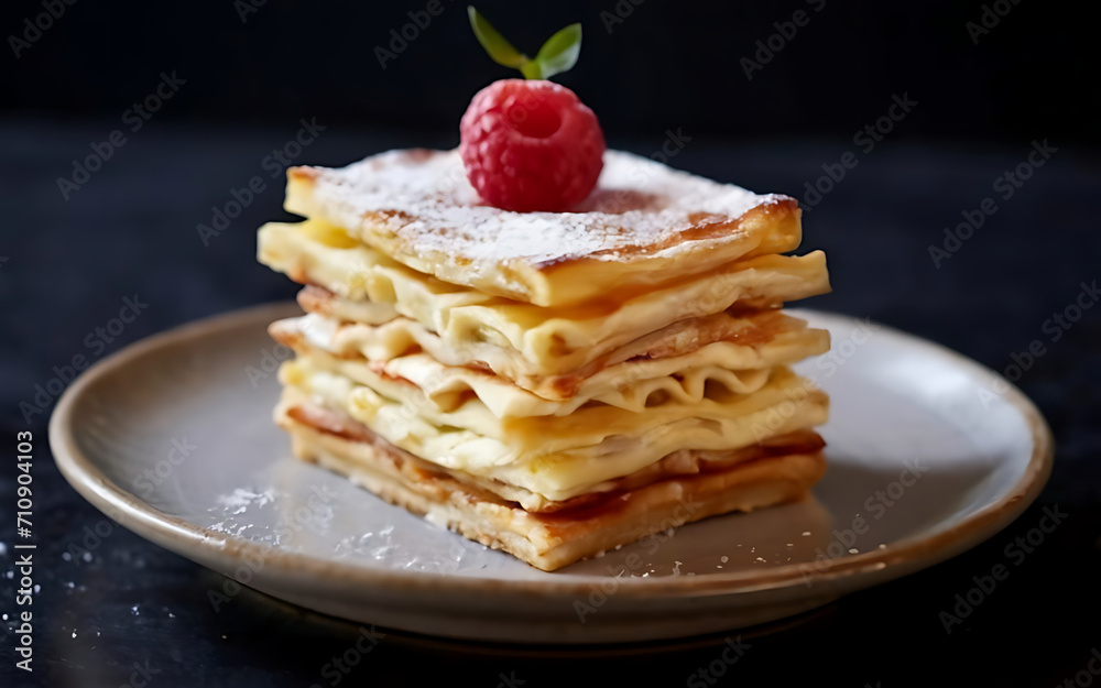 Capture the essence of Mille Feuille in a mouthwatering food photography shot Capture the essence of Mille Feuille in a mouthwatering food photography shot