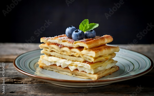 Capture the essence of Mille Feuille in a mouthwatering food photography shot photo