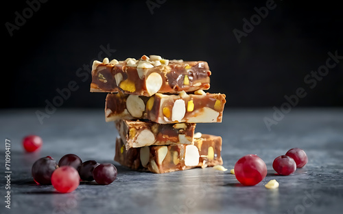 Capture the essence of Nougat in a mouthwatering food photography shot photo