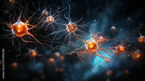 Complex illustration of human brain and neuron cells, showcasing neural structure and function