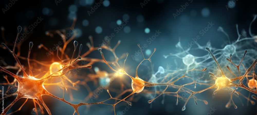 Vibrant abstract background with neuron cells in a mesmerizing display of color and complexity Vibrant abstract background with neuron cells in a mesmerizing display of color and complexity
