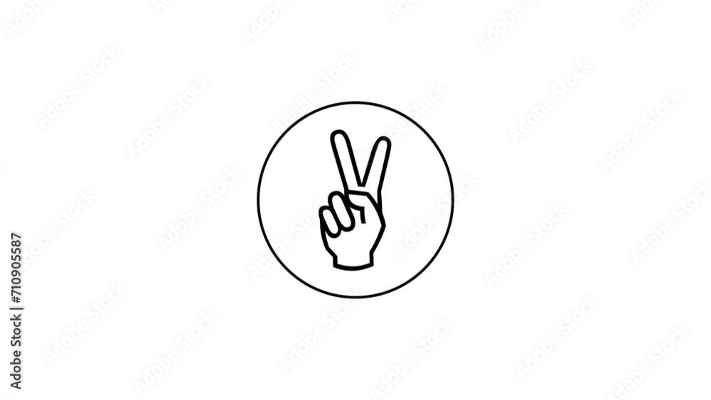 Hand showing two finger icon isolated on white background. Hand gesture winner and victory symbol animation Hand showing two finger icon isolated on white background. Hand gesture winner and victory symbol animation
