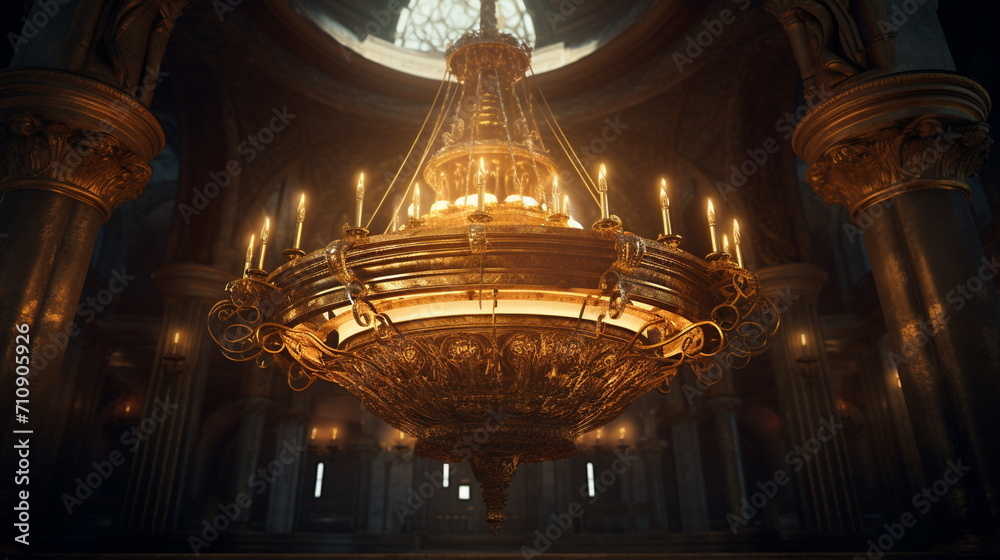 Fototapeta premium antique chandelier in the temple