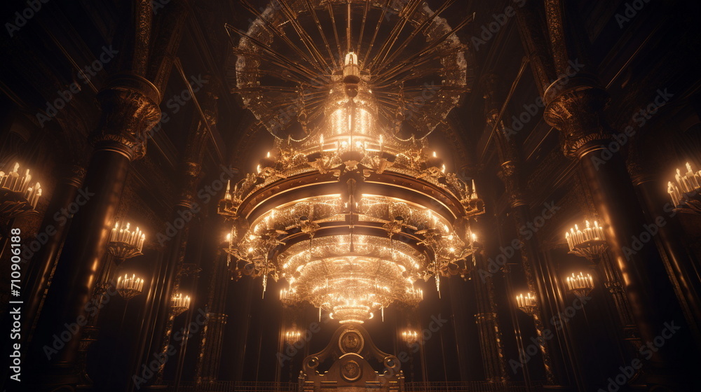 Fototapeta premium antique chandelier in the temple