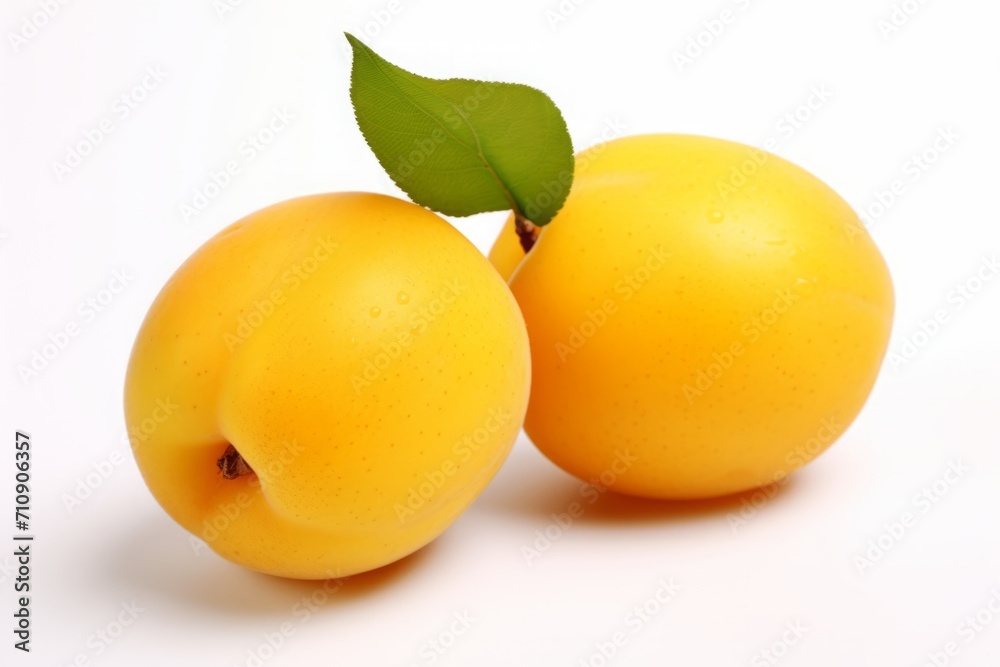 yellow plum isolated on a white background. fruit, berry with shade.