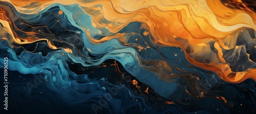 Blue and orange abstract painting photo