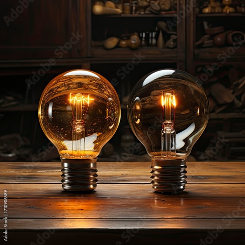 Human brain glowing inside of light bulb on dark background