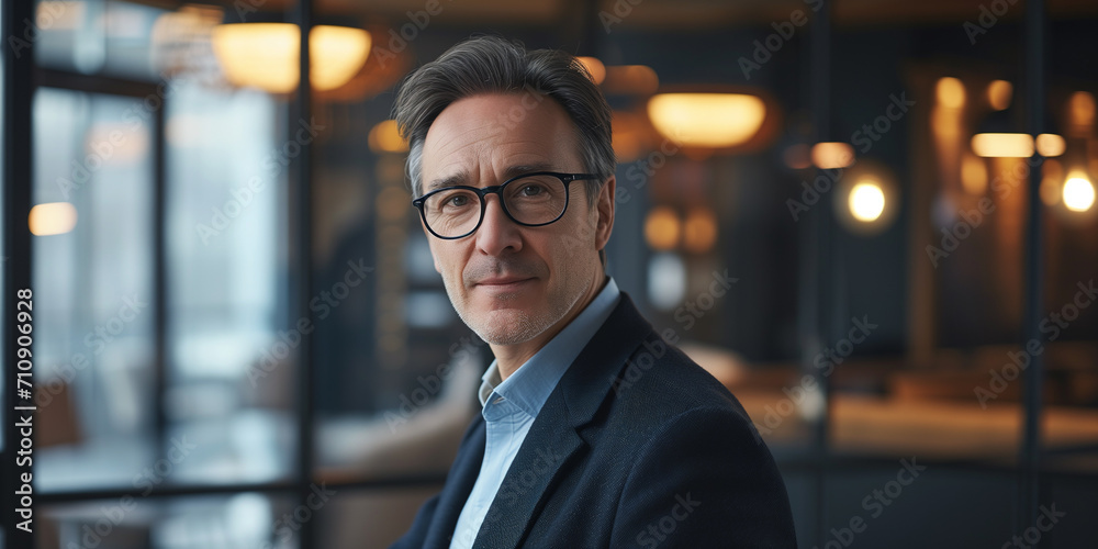Fototapeta premium Geschäftsmann im Bürogebäude portraitiert
