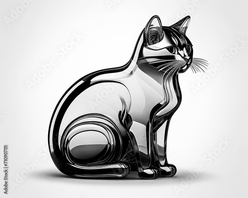 Figurine of cat rendered in glass