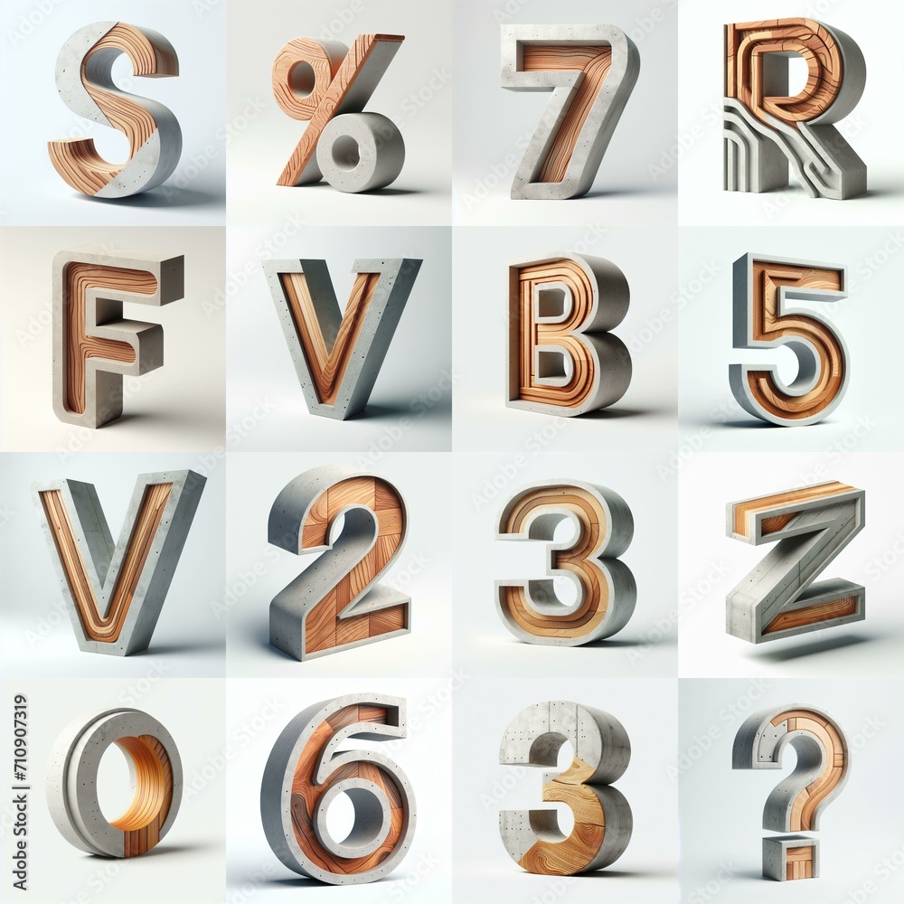 3D Lettering That Blends Concrete With wood. AI generated illustration 3D Lettering That Blends Concrete With wood. AI generated illustration