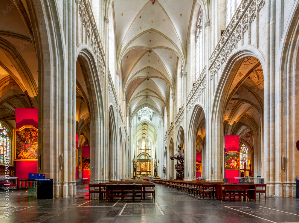 Cathedral of Our Lady interiors in Antwerp, Belgium