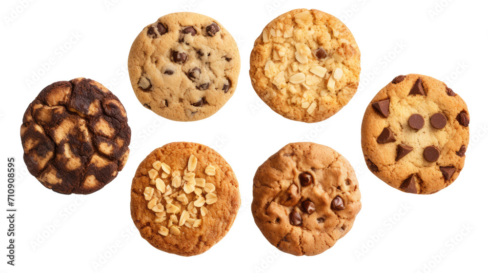 Delicious cookies photographed from above, isolated