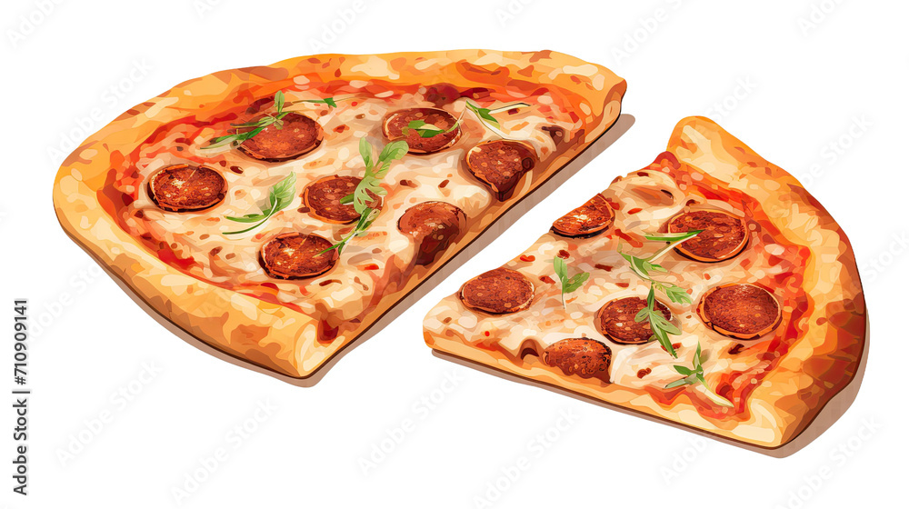 Delicious pizza fungi, two versions, isolated Delicious pizza fungi, two versions, isolated