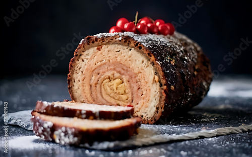 Capture the essence of Yule Log in a mouthwatering food photography shot