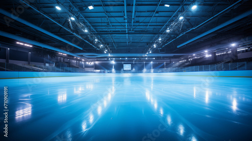 Ice Hockey Stadium with Spotlights. Vector Illustration. Ice Hockey Arena Background Concept Vector. Vector illustration Empty Hockey Stadium in the Winter. © Olena