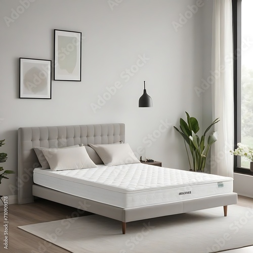 A white spring mattress with a flat surface in bedroom