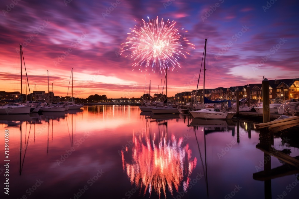 Fireworks Illuminating the marine port
