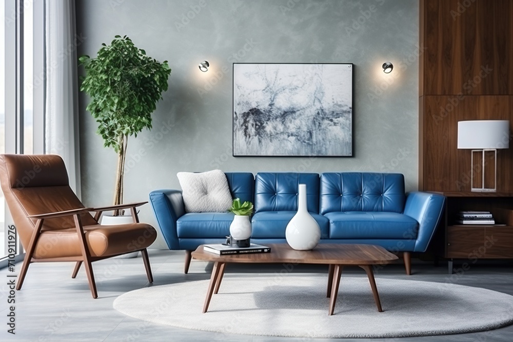 Fototapeta premium Blue Modern Living Room Interior Design