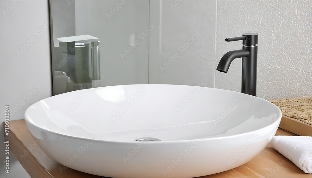 Fototapeta premium Stylish white sink in modern bathroom interior
