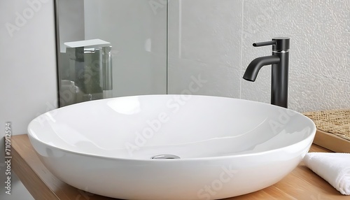 Stylish white sink in modern bathroom interior