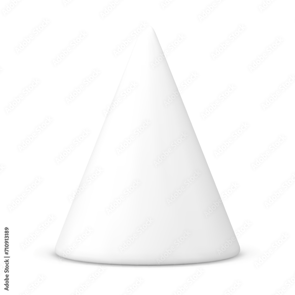 White geometric triangle cone figurine Christmas tree minimalist toy 3d icon realistic vector White geometric triangle cone figurine Christmas tree minimalist toy 3d icon realistic vector