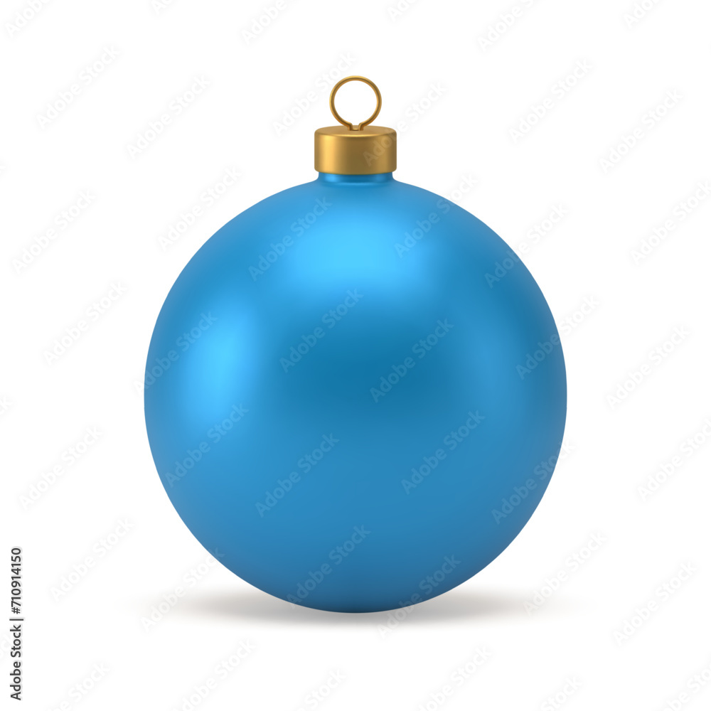 Beautiful Christmas tree blue ball toy matt expensive decorative element 3d icon realistic vector Beautiful Christmas tree blue ball toy matt expensive decorative element 3d icon realistic vector