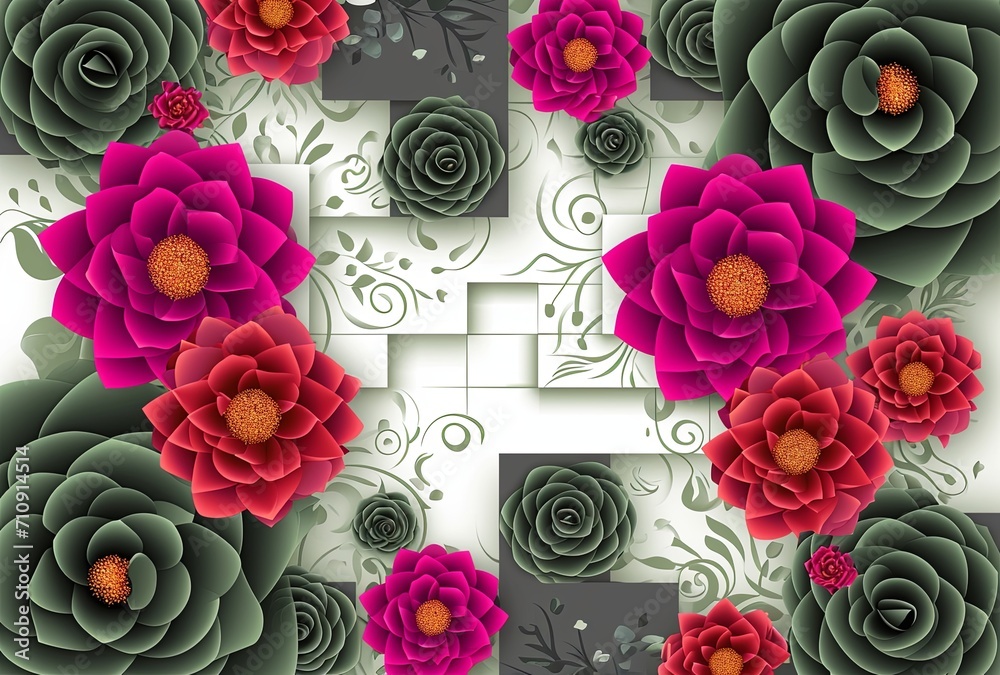 Vector abstract rose vector with flower in squares and grey background clip art, in the style of uhd image, dark emerald and red, luxurious wall hangings, 3d romantic minimalist backgrounds. Vector abstract rose vector with flower in squares and grey background clip art, in the style of uhd image, dark emerald and red, luxurious wall hangings, 3d romantic minimalist backgrounds.