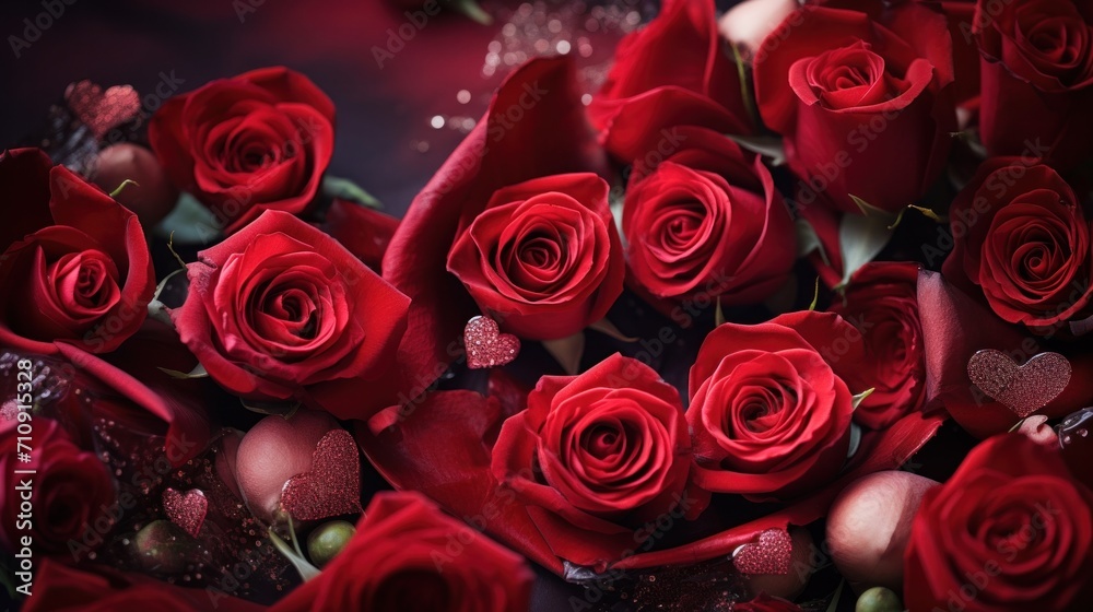 A close up of a bunch of red roses A close up of a bunch of red roses