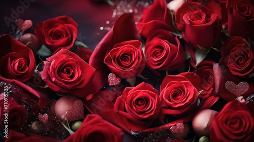 A close up of a bunch of red roses