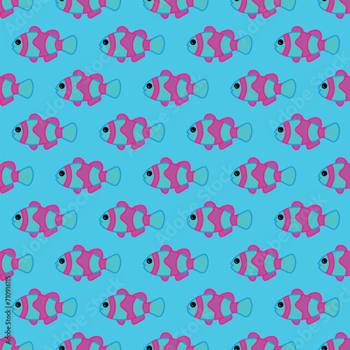 Coral reef fish seamless pattern
