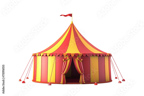 Circus tent isolated on transparent background, Striped dome of traveling circus in amusement park