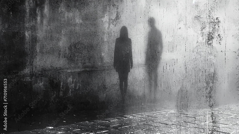 Obraz premium Psychedelic background with a silhouette of a man