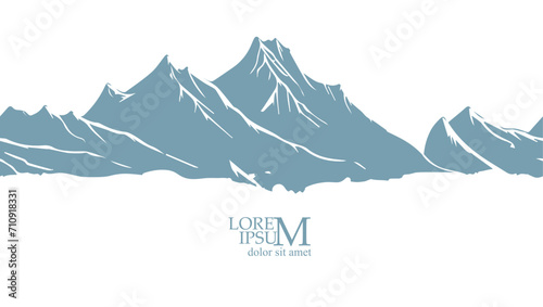 Mountains background. hand drawing. Not AI, Vector illustration
