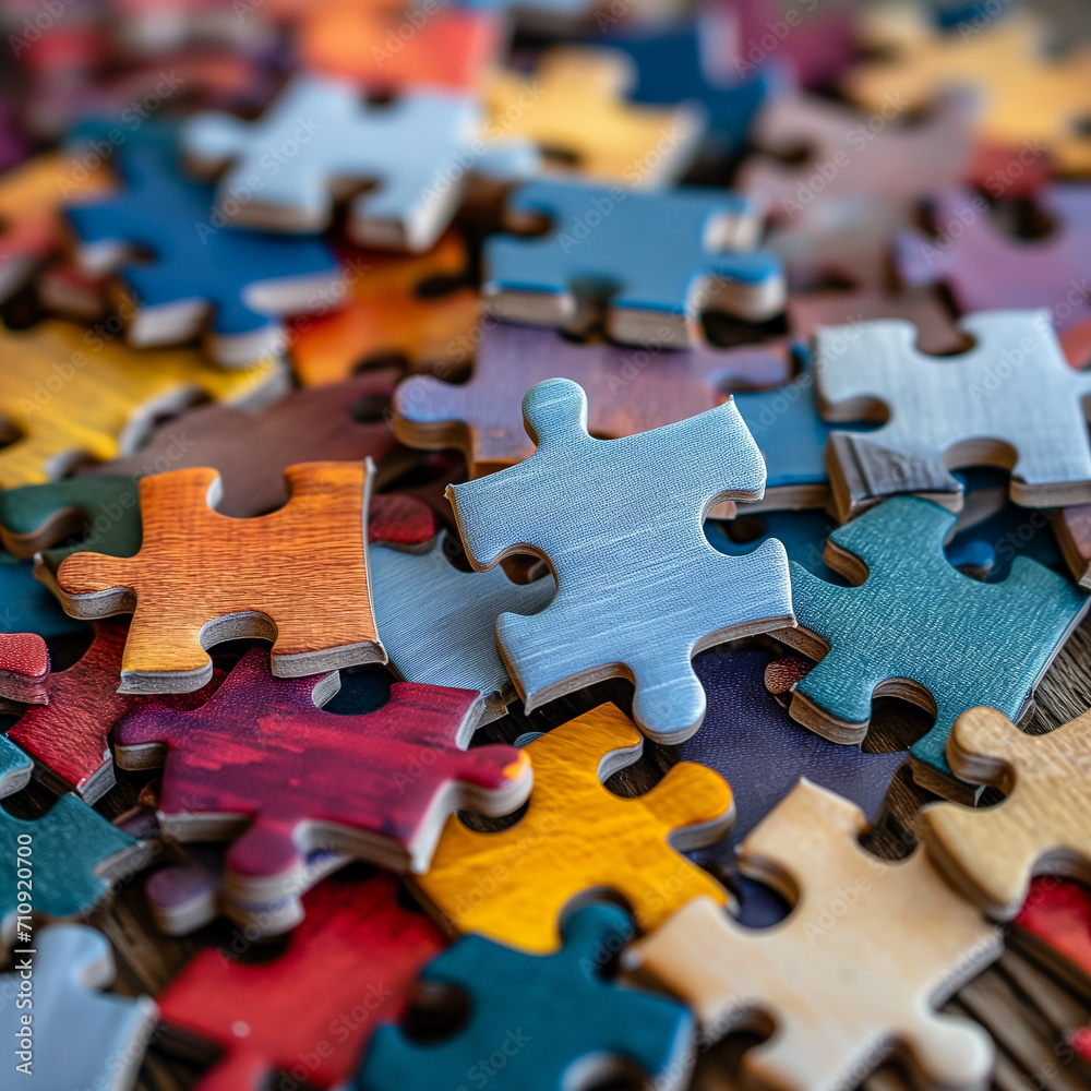 Jigsaw puzzle pieces coming together to form a diverse and inclusive