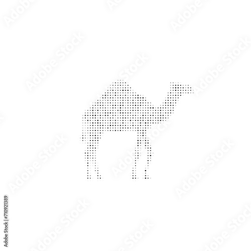 The camel symbol filled with black dots. Pointillism style. Vector illustration on white background