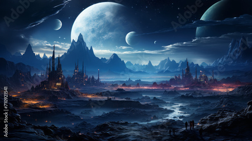 Enchanting Nightscape: A Celestial Journey through Earth's Mystical Wonders, generative AI
