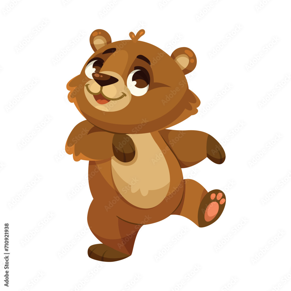 Funny Bear Cub with Cute Snout Walking Vector Illustration