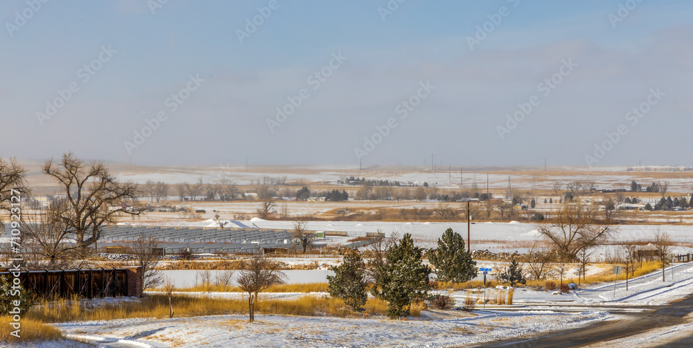 Colorado Living. Longmont, Colorado - Denver Metro Area Residential Winter landscape.