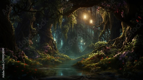 A hyper-detailed and highly realistic representation of an enchanted forest  - Generative AI