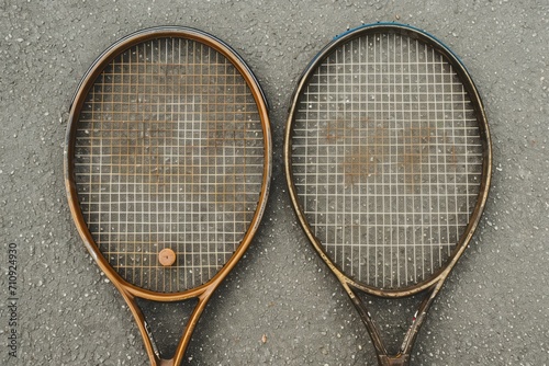 Two tennis rackets lie next to each other