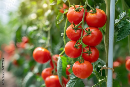 Red ripe tomatoes grown in a greenhouse
