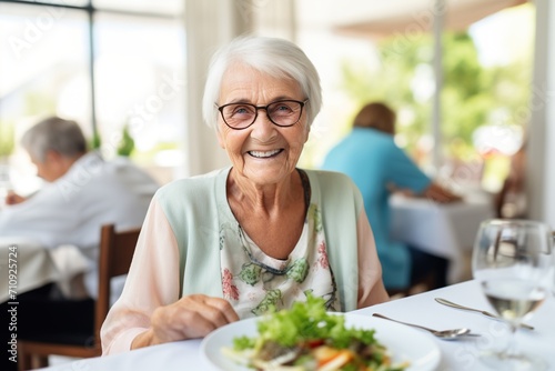 Portrait of a Smiling Senior Woman Enjoying a Healthy Salad